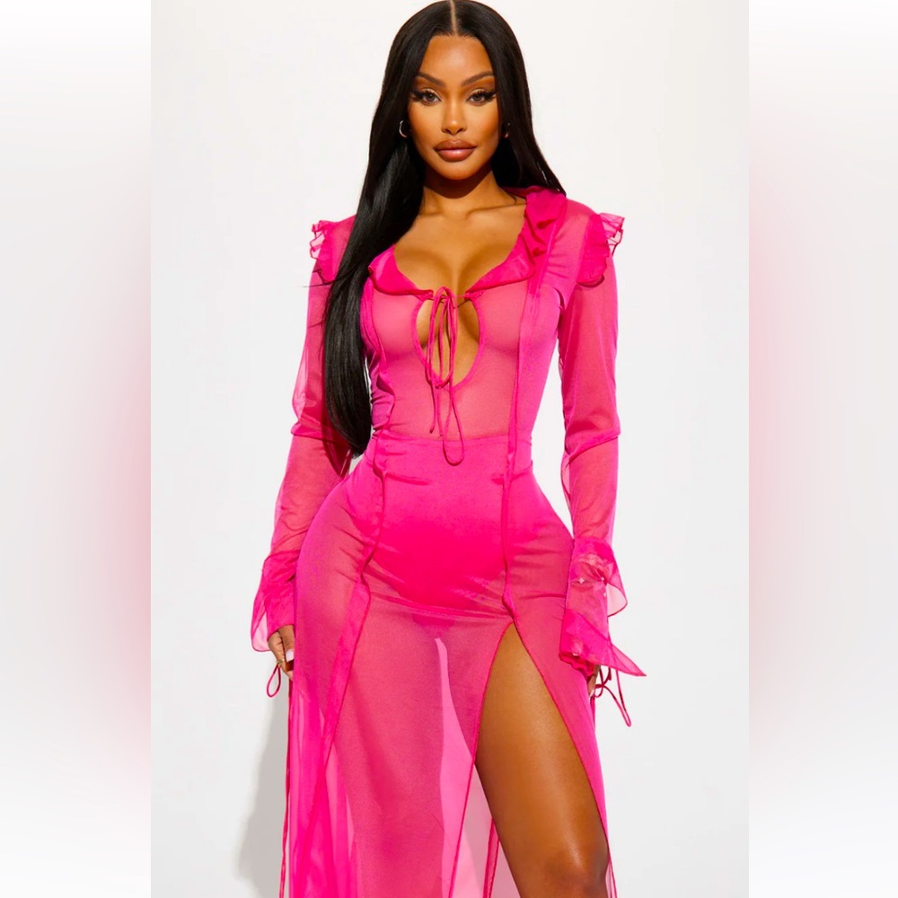 Mystic Goddess Pink Sheer Maxi Dress✨✨